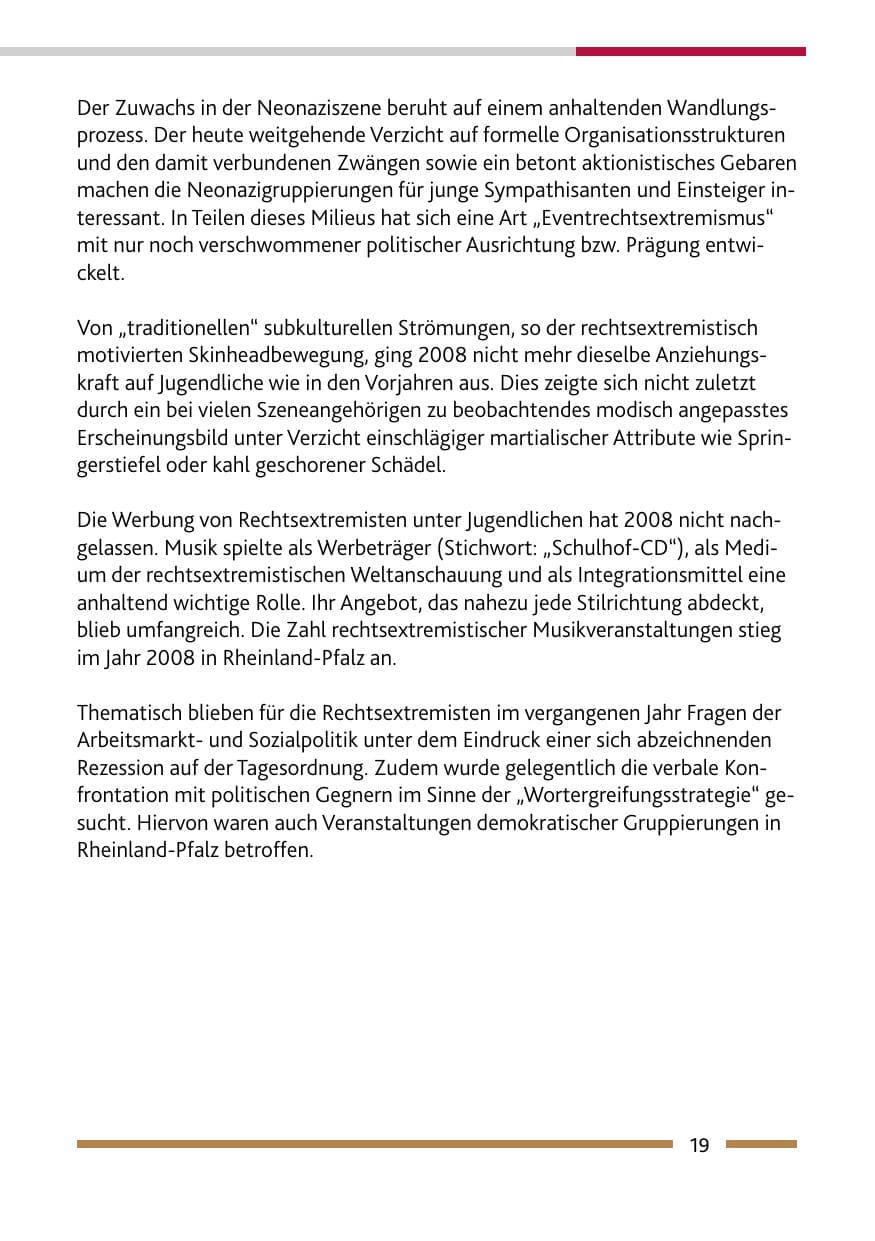 Seite 21 des Verfassungsschutzbericht 2008 Rheinland-Pfalz