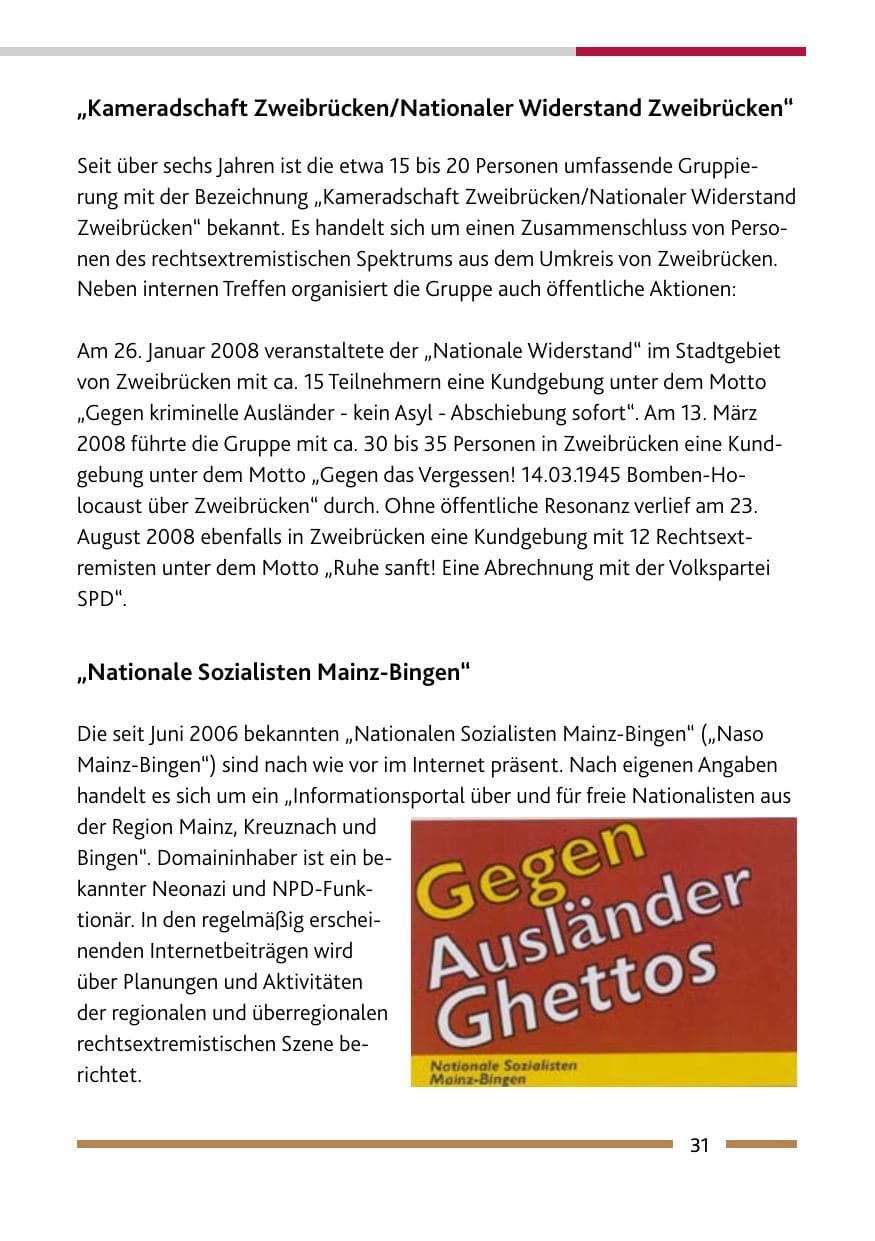 Seite 33 des Verfassungsschutzbericht 2008 Rheinland-Pfalz