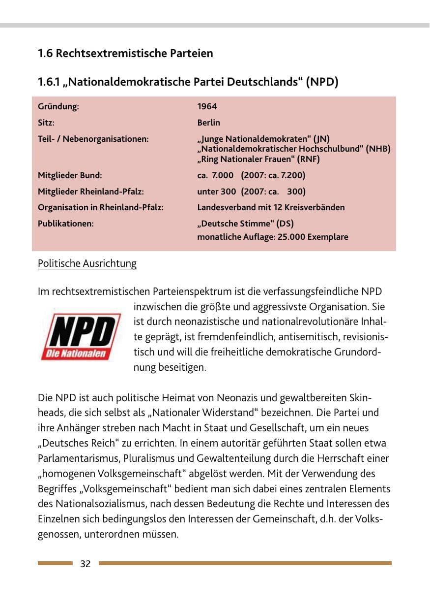 Seite 34 des Verfassungsschutzbericht 2008 Rheinland-Pfalz