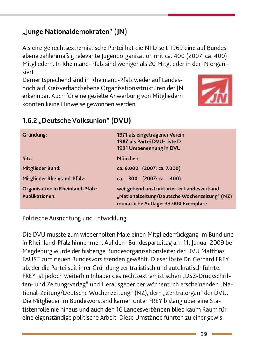 Seite 41 des Verfassungsschutzbericht 2008 Rheinland-Pfalz