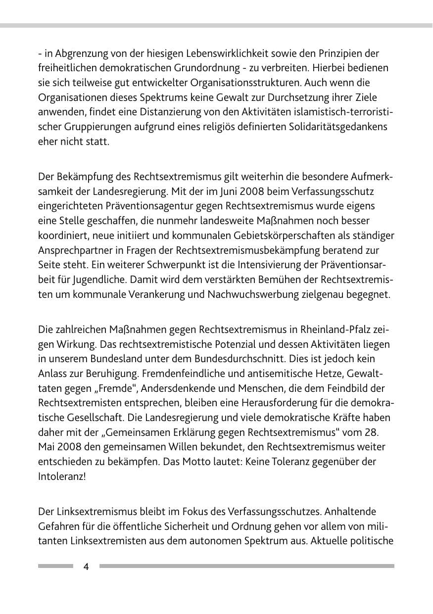 Seite 6 des Verfassungsschutzbericht 2008 Rheinland-Pfalz