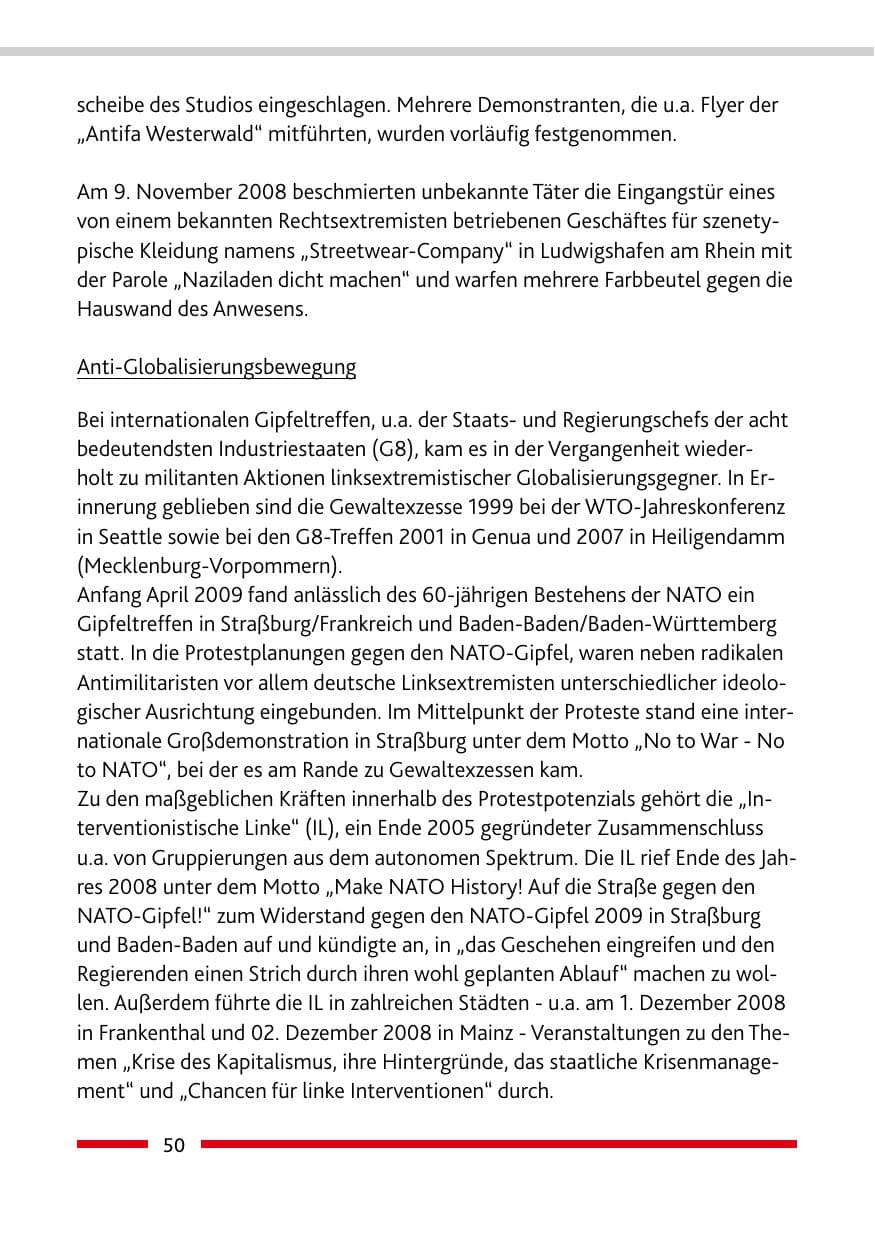 Seite 52 des Verfassungsschutzbericht 2008 Rheinland-Pfalz