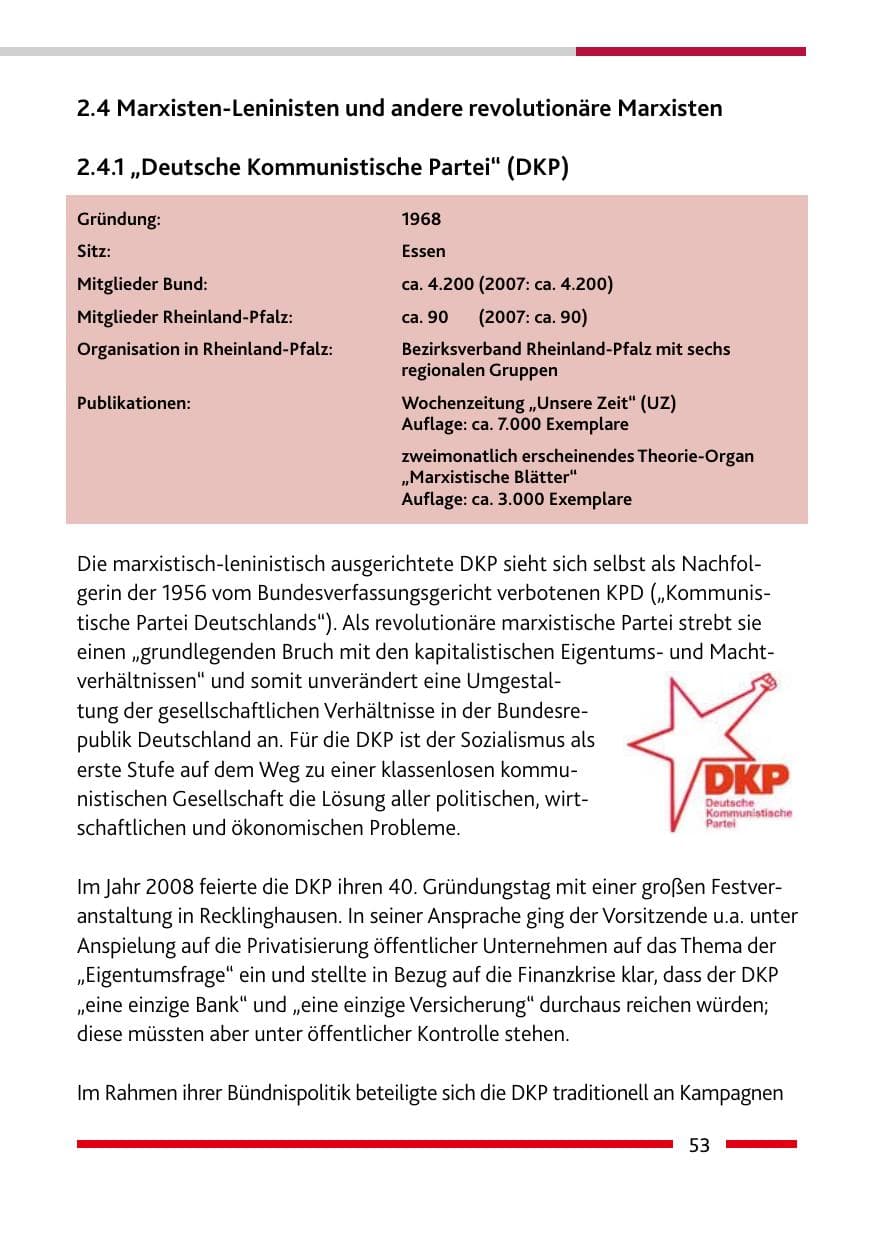 Seite 55 des Verfassungsschutzbericht 2008 Rheinland-Pfalz