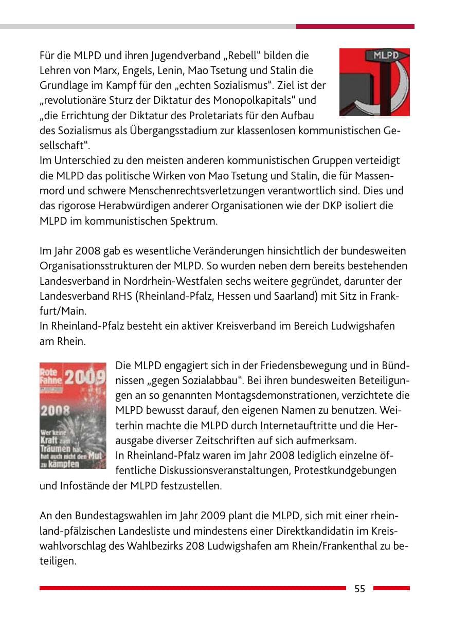 Seite 57 des Verfassungsschutzbericht 2008 Rheinland-Pfalz
