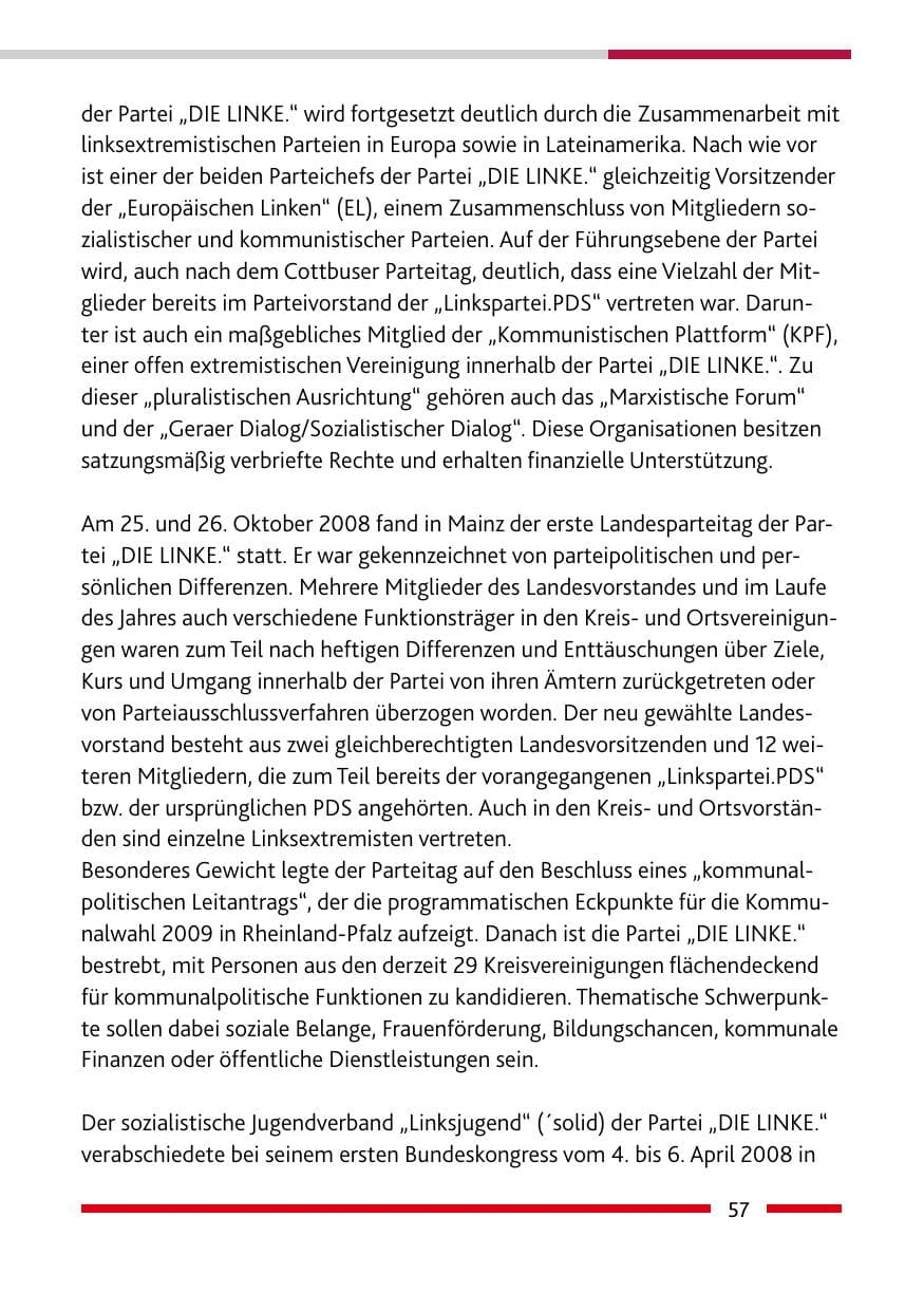 Seite 59 des Verfassungsschutzbericht 2008 Rheinland-Pfalz