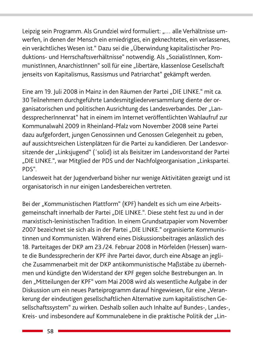 Seite 60 des Verfassungsschutzbericht 2008 Rheinland-Pfalz