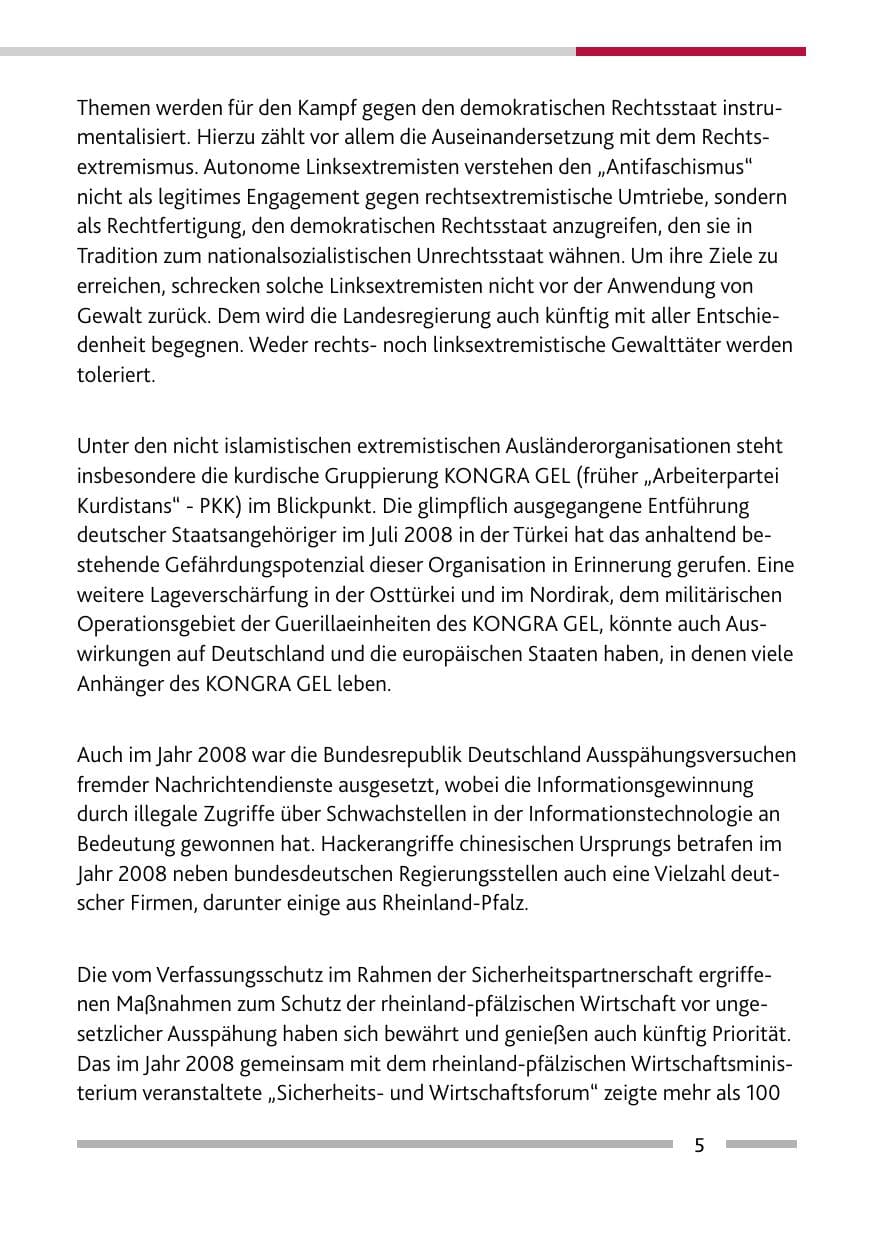 Seite 7 des Verfassungsschutzbericht 2008 Rheinland-Pfalz