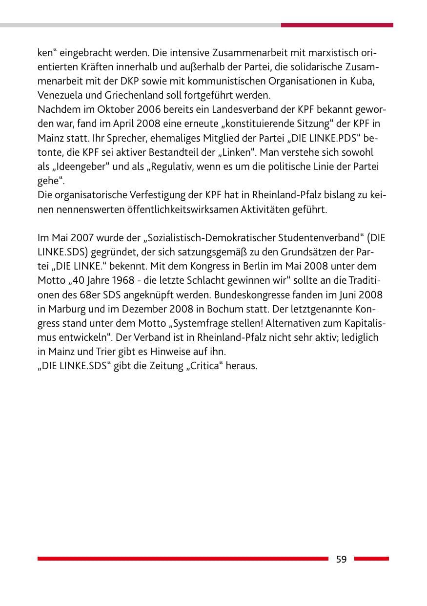 Seite 61 des Verfassungsschutzbericht 2008 Rheinland-Pfalz