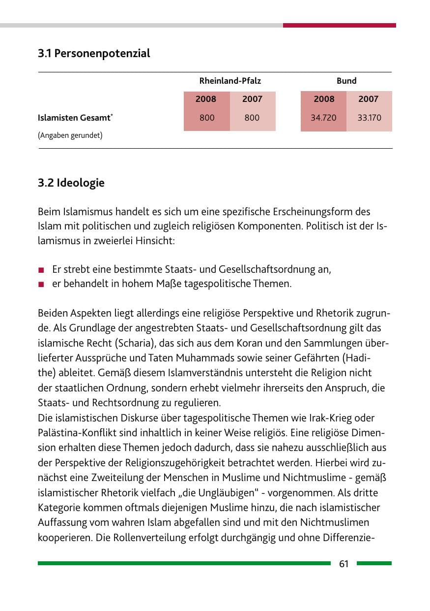 Seite 63 des Verfassungsschutzbericht 2008 Rheinland-Pfalz