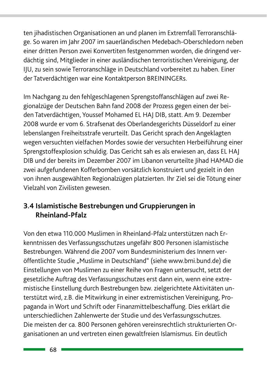 Seite 70 des Verfassungsschutzbericht 2008 Rheinland-Pfalz