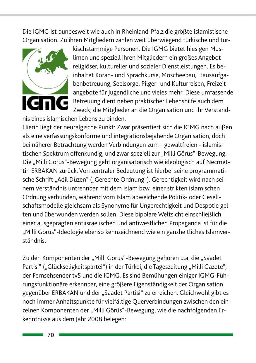 Seite 72 des Verfassungsschutzbericht 2008 Rheinland-Pfalz
