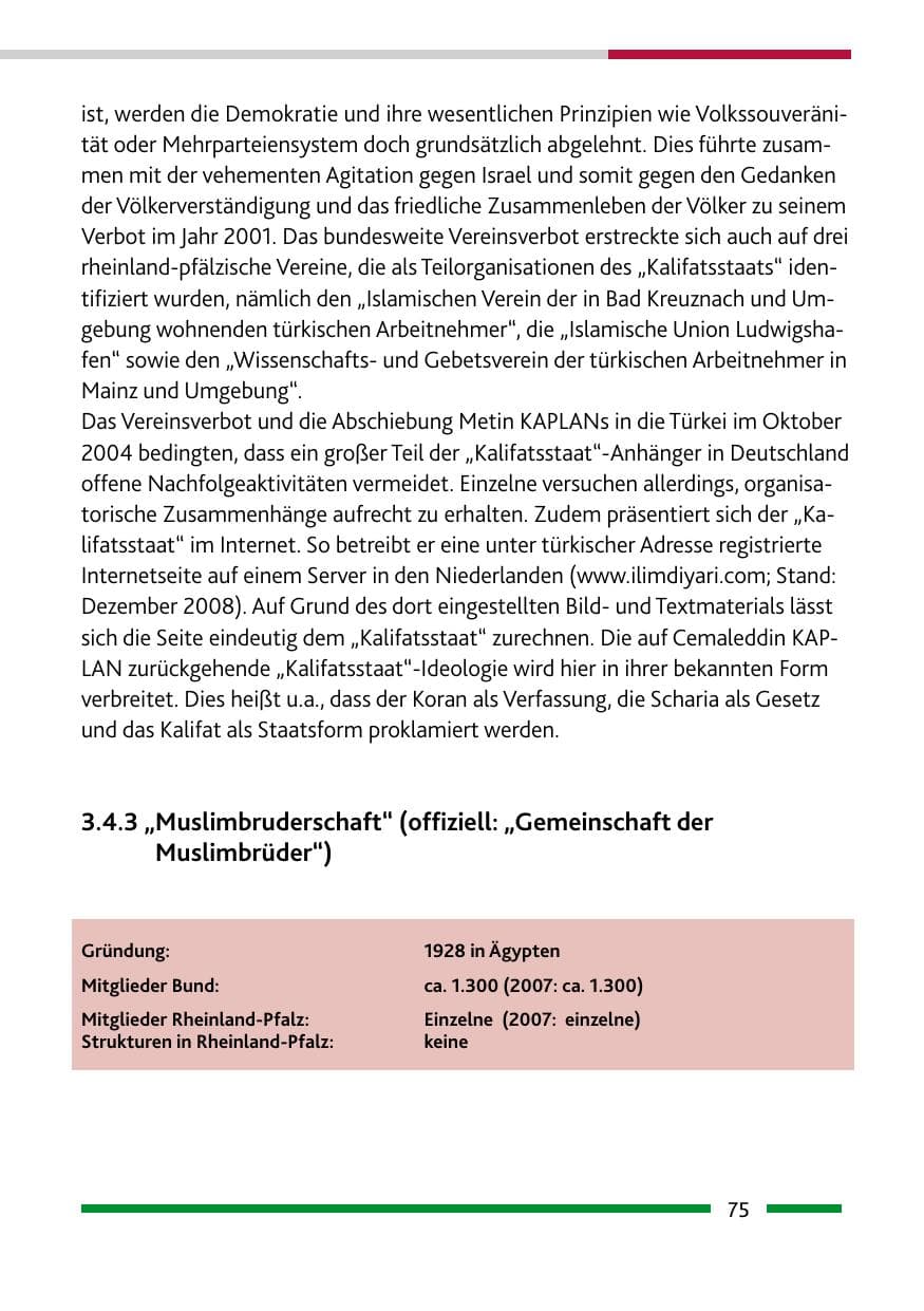 Seite 77 des Verfassungsschutzbericht 2008 Rheinland-Pfalz