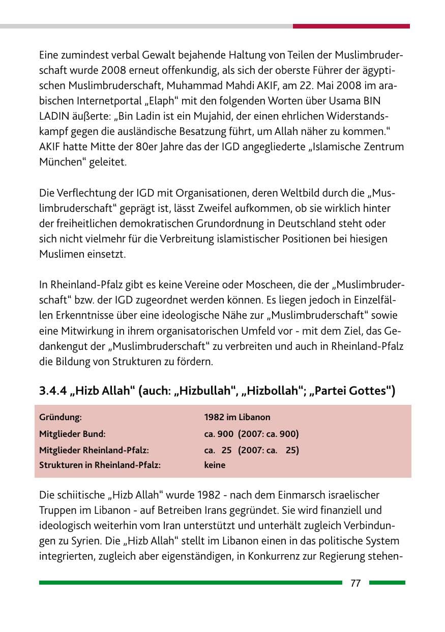 Seite 79 des Verfassungsschutzbericht 2008 Rheinland-Pfalz