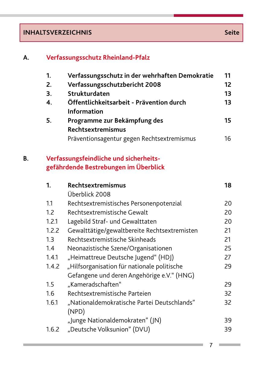 Seite 9 des Verfassungsschutzbericht 2008 Rheinland-Pfalz