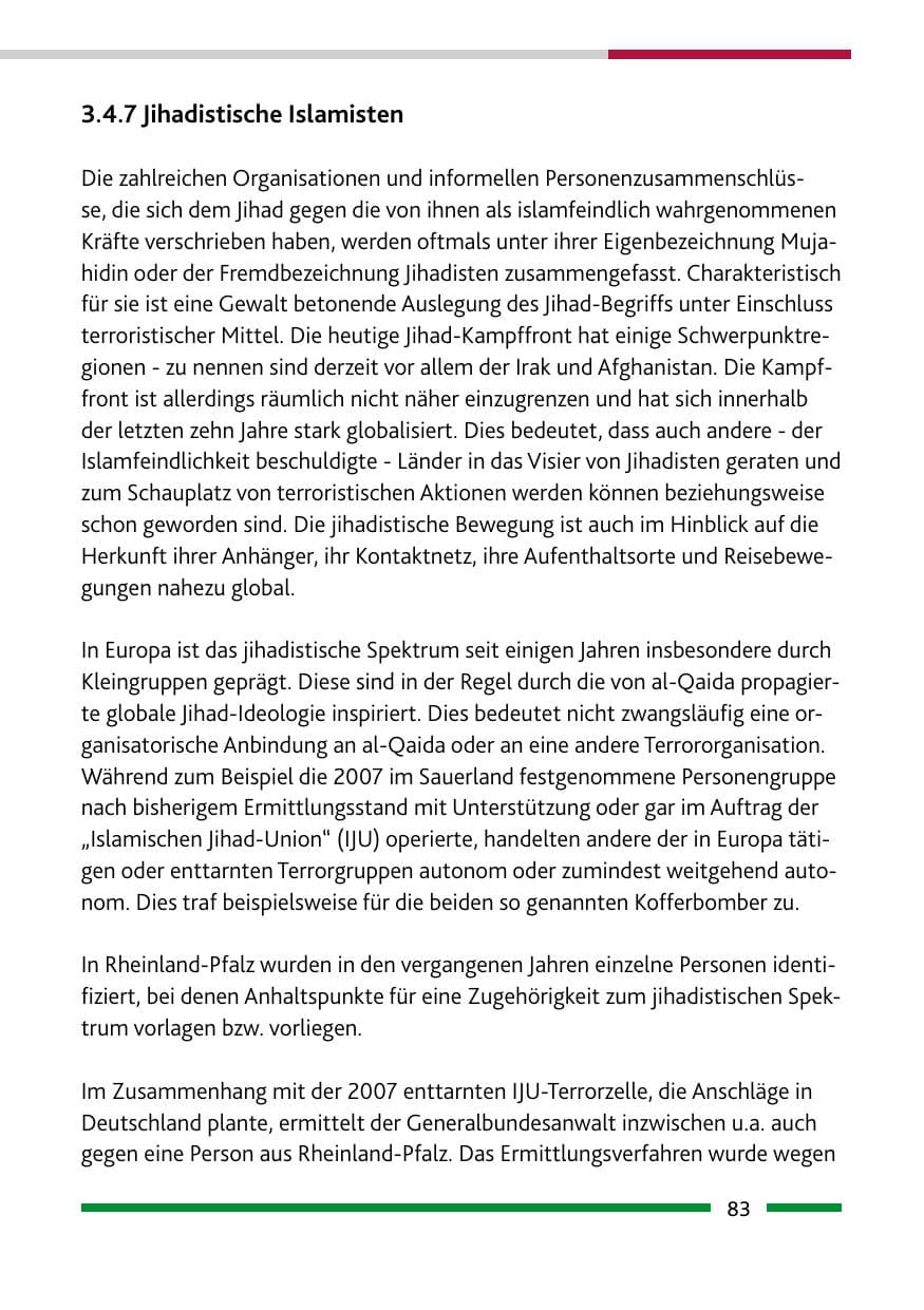 Seite 85 des Verfassungsschutzbericht 2008 Rheinland-Pfalz