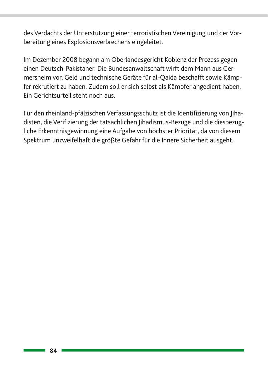 Seite 86 des Verfassungsschutzbericht 2008 Rheinland-Pfalz