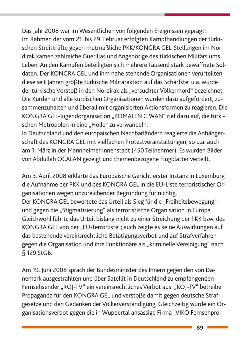 Seite 91 des Verfassungsschutzbericht 2008 Rheinland-Pfalz