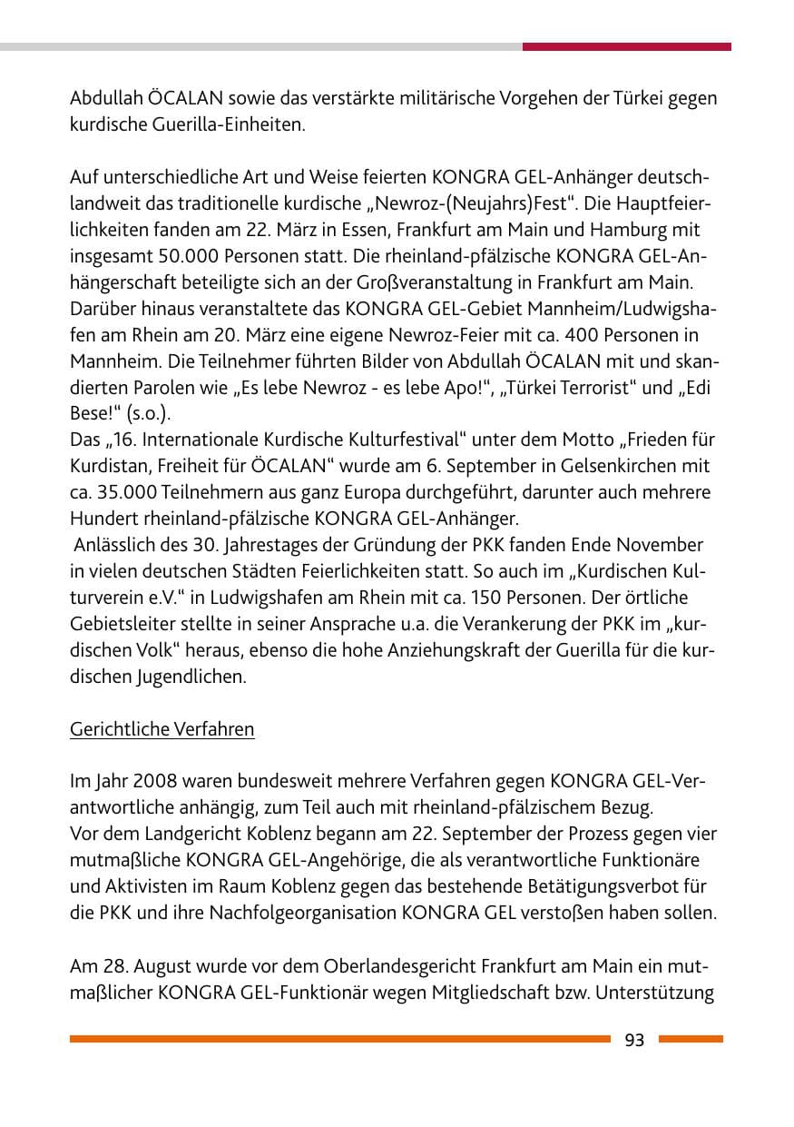 Seite 95 des Verfassungsschutzbericht 2008 Rheinland-Pfalz