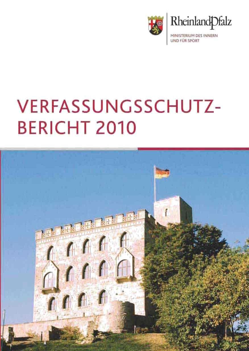 Seite 1 des Verfassungsschutzbericht 2010 Rheinland-Pfalz