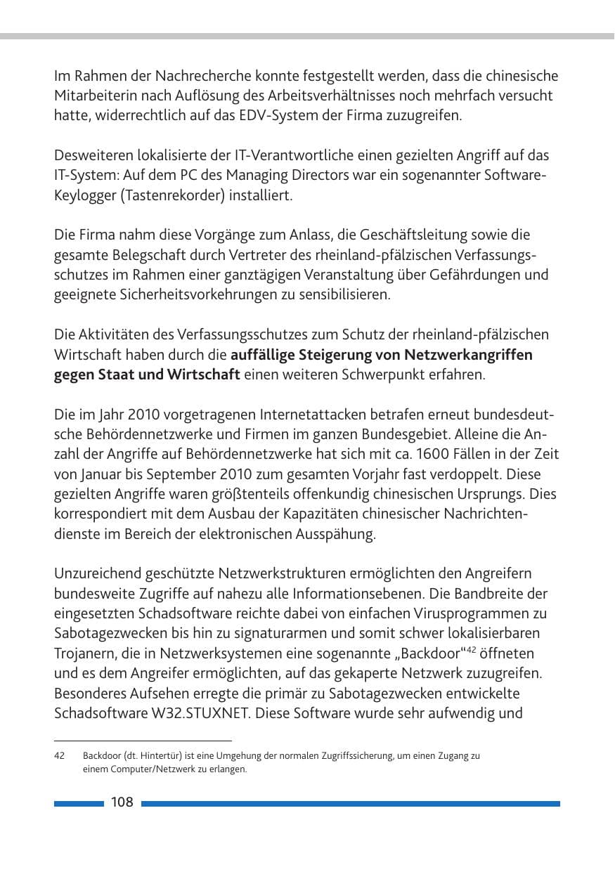 Seite 110 des Verfassungsschutzbericht 2010 Rheinland-Pfalz