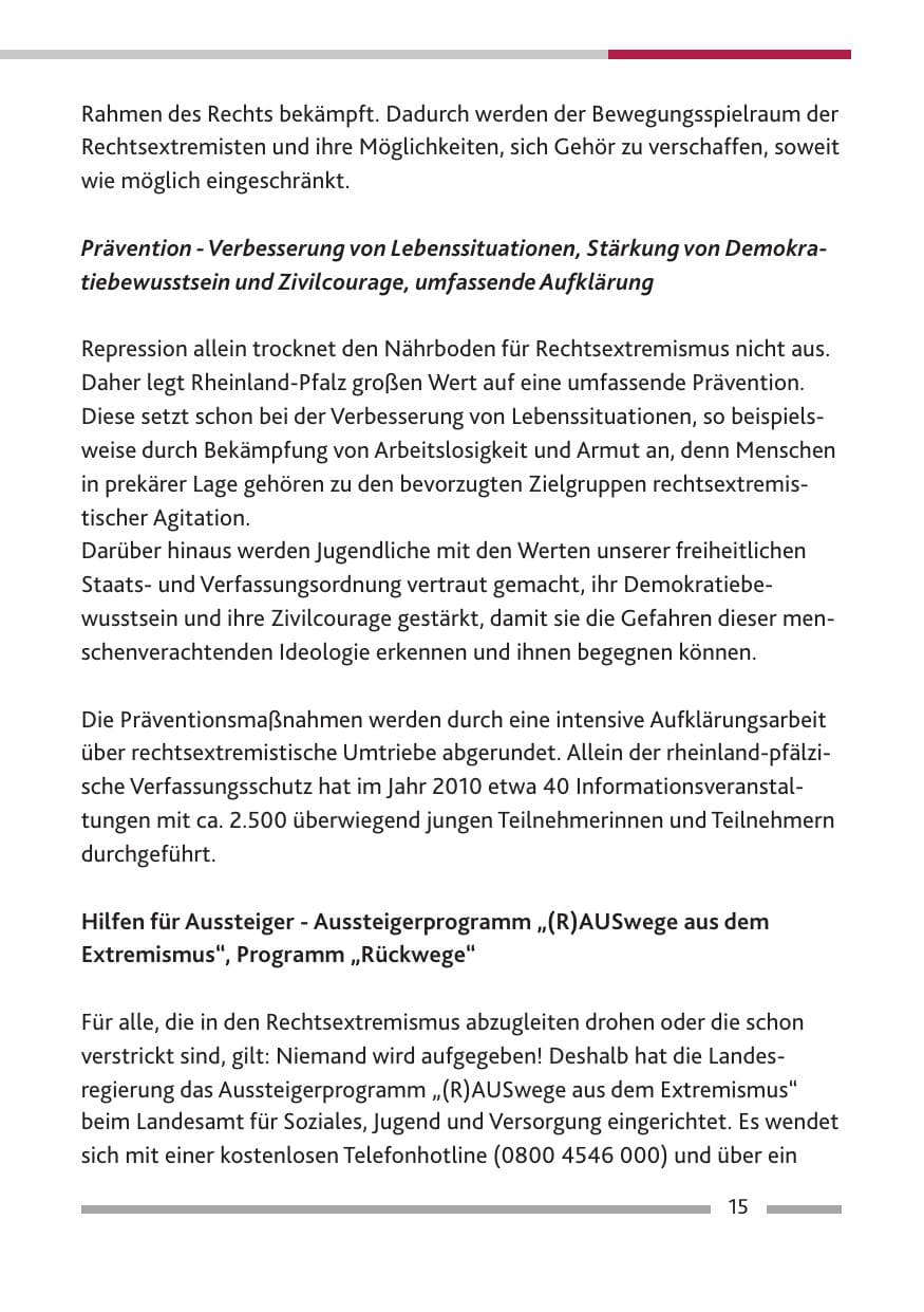 Seite 17 des Verfassungsschutzbericht 2010 Rheinland-Pfalz
