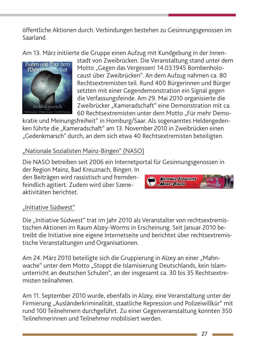 Seite 29 des Verfassungsschutzbericht 2010 Rheinland-Pfalz