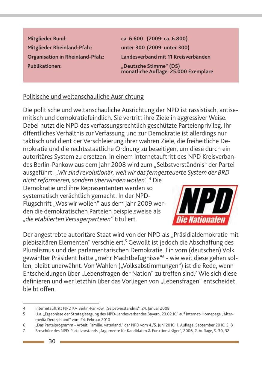 Seite 32 des Verfassungsschutzbericht 2010 Rheinland-Pfalz