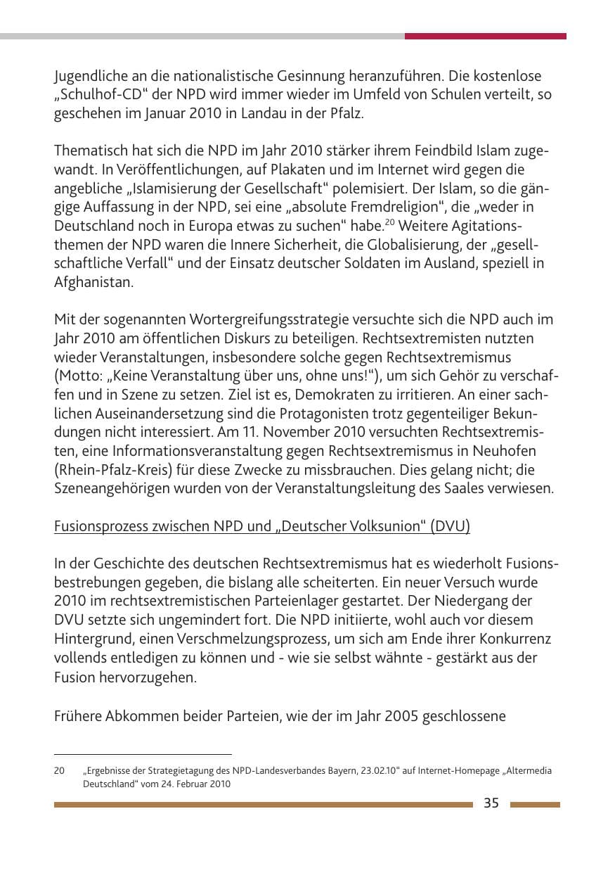 Seite 37 des Verfassungsschutzbericht 2010 Rheinland-Pfalz