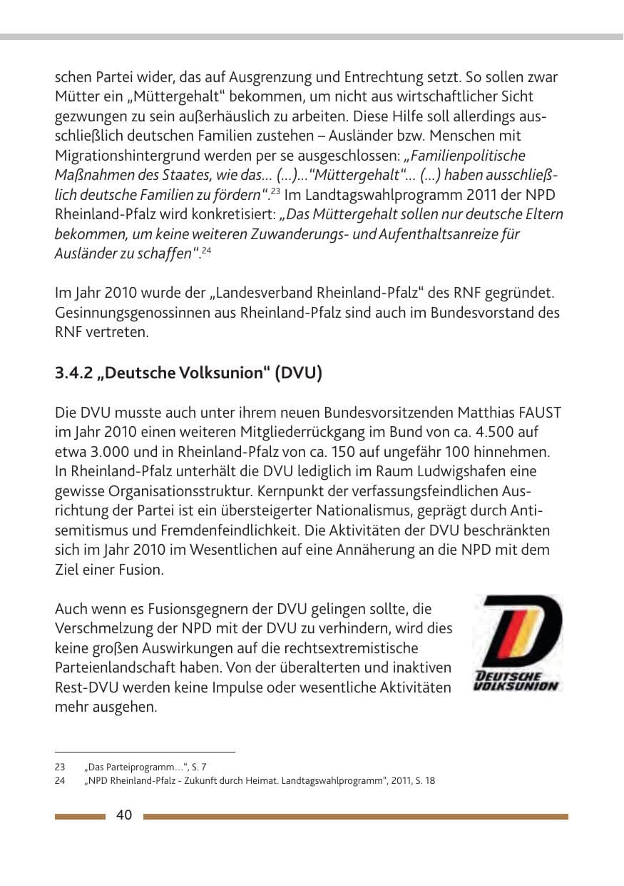 Seite 42 des Verfassungsschutzbericht 2010 Rheinland-Pfalz