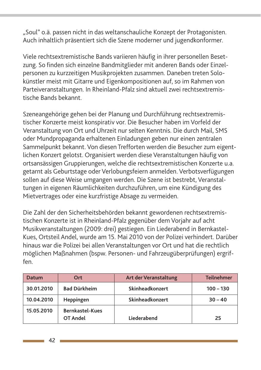 Seite 44 des Verfassungsschutzbericht 2010 Rheinland-Pfalz