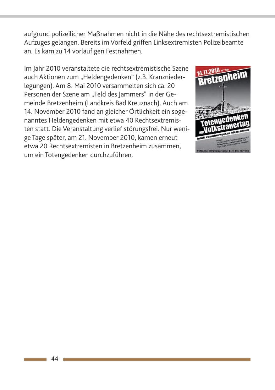 Seite 46 des Verfassungsschutzbericht 2010 Rheinland-Pfalz