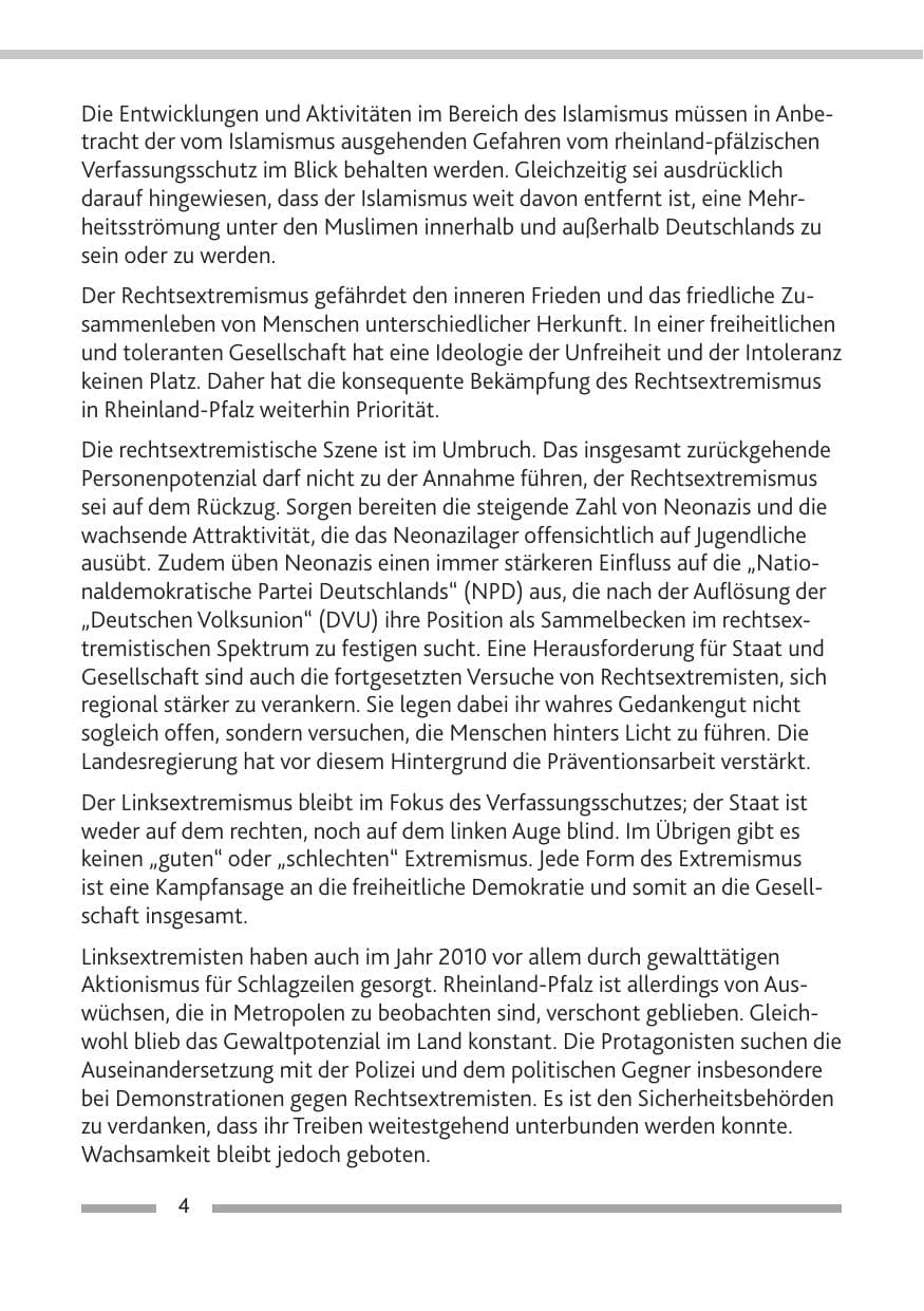 Seite 6 des Verfassungsschutzbericht 2010 Rheinland-Pfalz