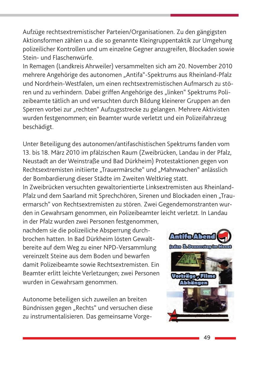 Seite 51 des Verfassungsschutzbericht 2010 Rheinland-Pfalz