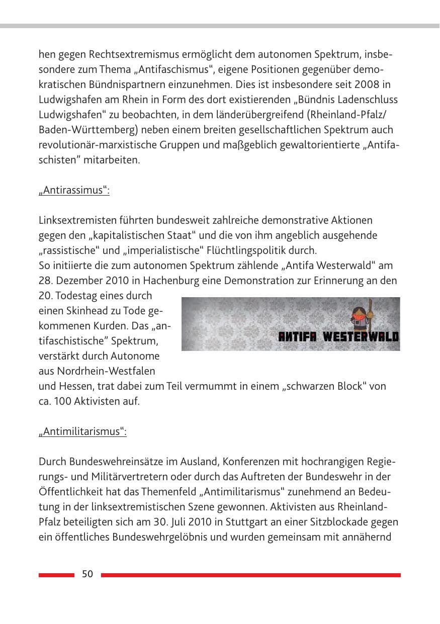 Seite 52 des Verfassungsschutzbericht 2010 Rheinland-Pfalz