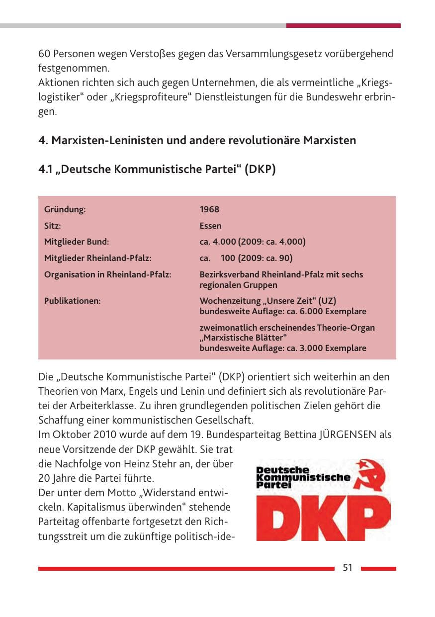 Seite 53 des Verfassungsschutzbericht 2010 Rheinland-Pfalz