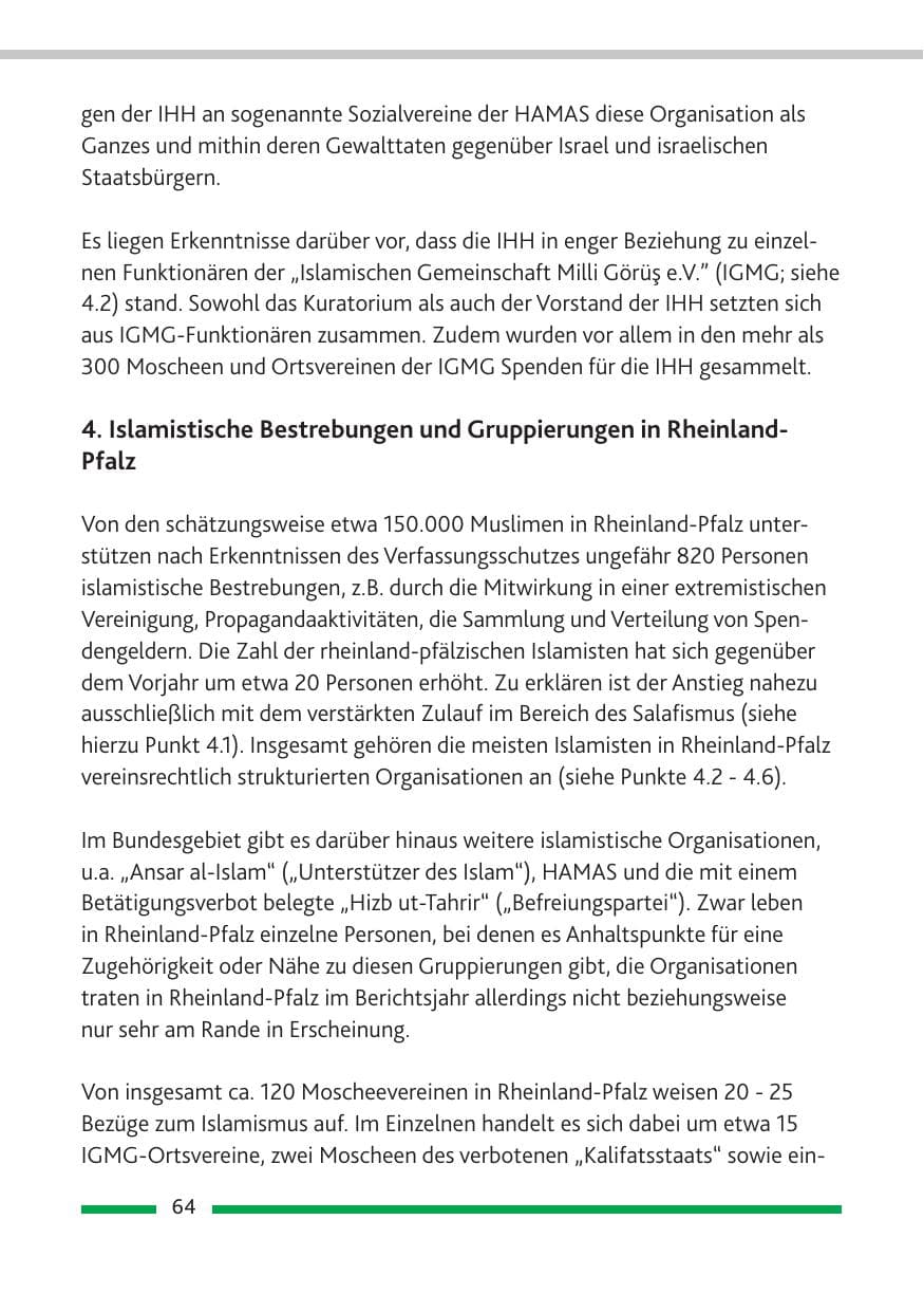 Seite 66 des Verfassungsschutzbericht 2010 Rheinland-Pfalz