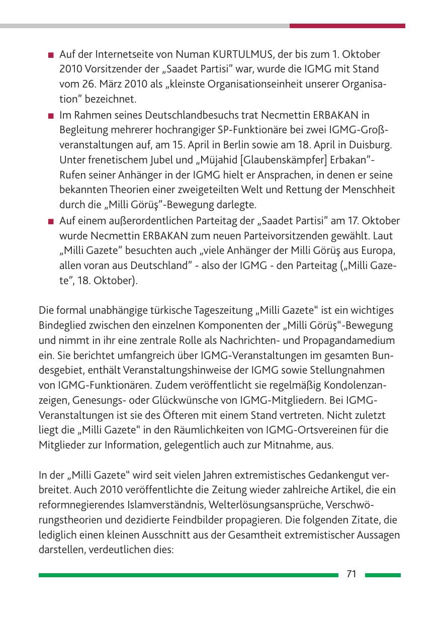 Seite 73 des Verfassungsschutzbericht 2010 Rheinland-Pfalz