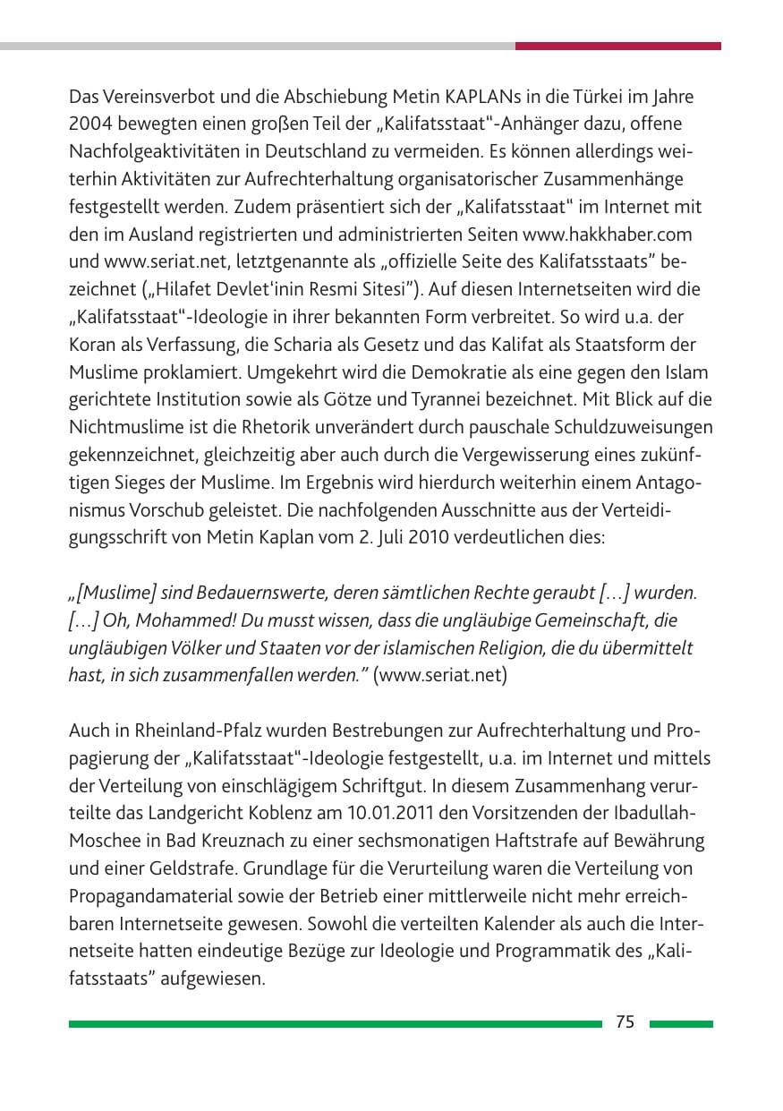Seite 77 des Verfassungsschutzbericht 2010 Rheinland-Pfalz