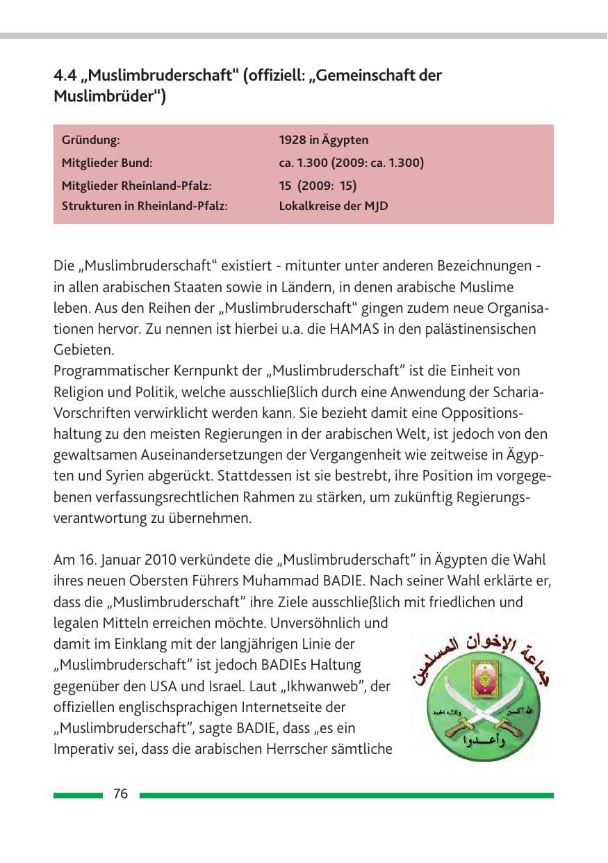 Seite 78 des Verfassungsschutzbericht 2010 Rheinland-Pfalz