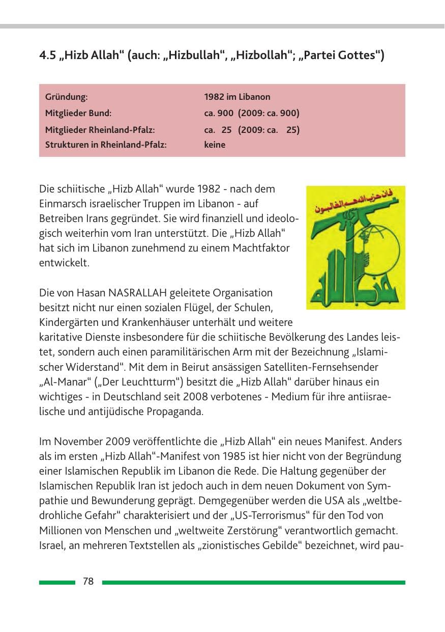 Seite 80 des Verfassungsschutzbericht 2010 Rheinland-Pfalz