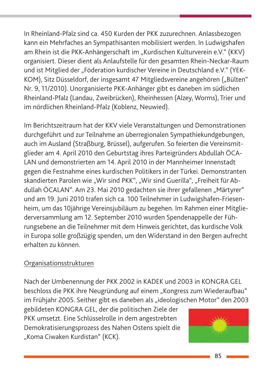 Seite 87 des Verfassungsschutzbericht 2010 Rheinland-Pfalz