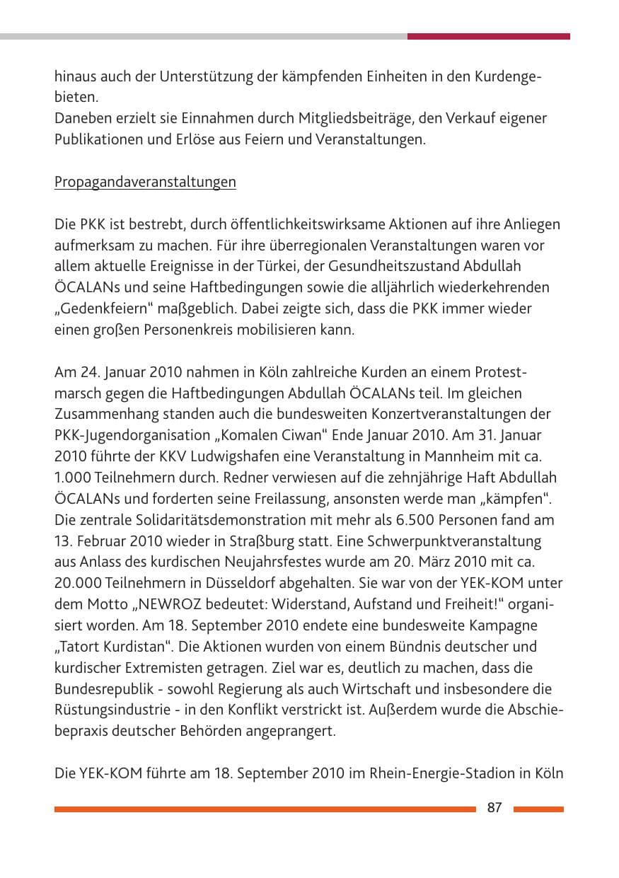 Seite 89 des Verfassungsschutzbericht 2010 Rheinland-Pfalz
