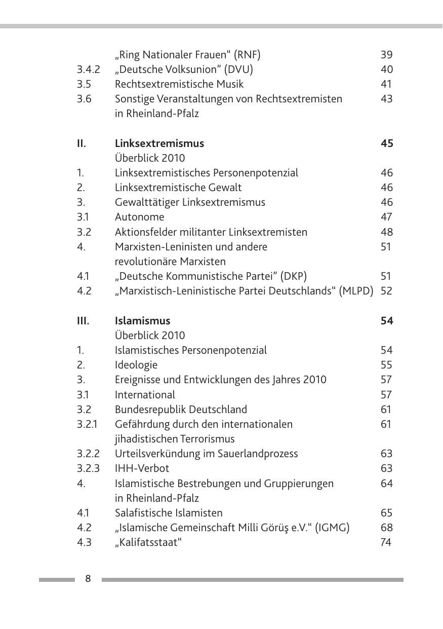 Seite 10 des Verfassungsschutzbericht 2010 Rheinland-Pfalz