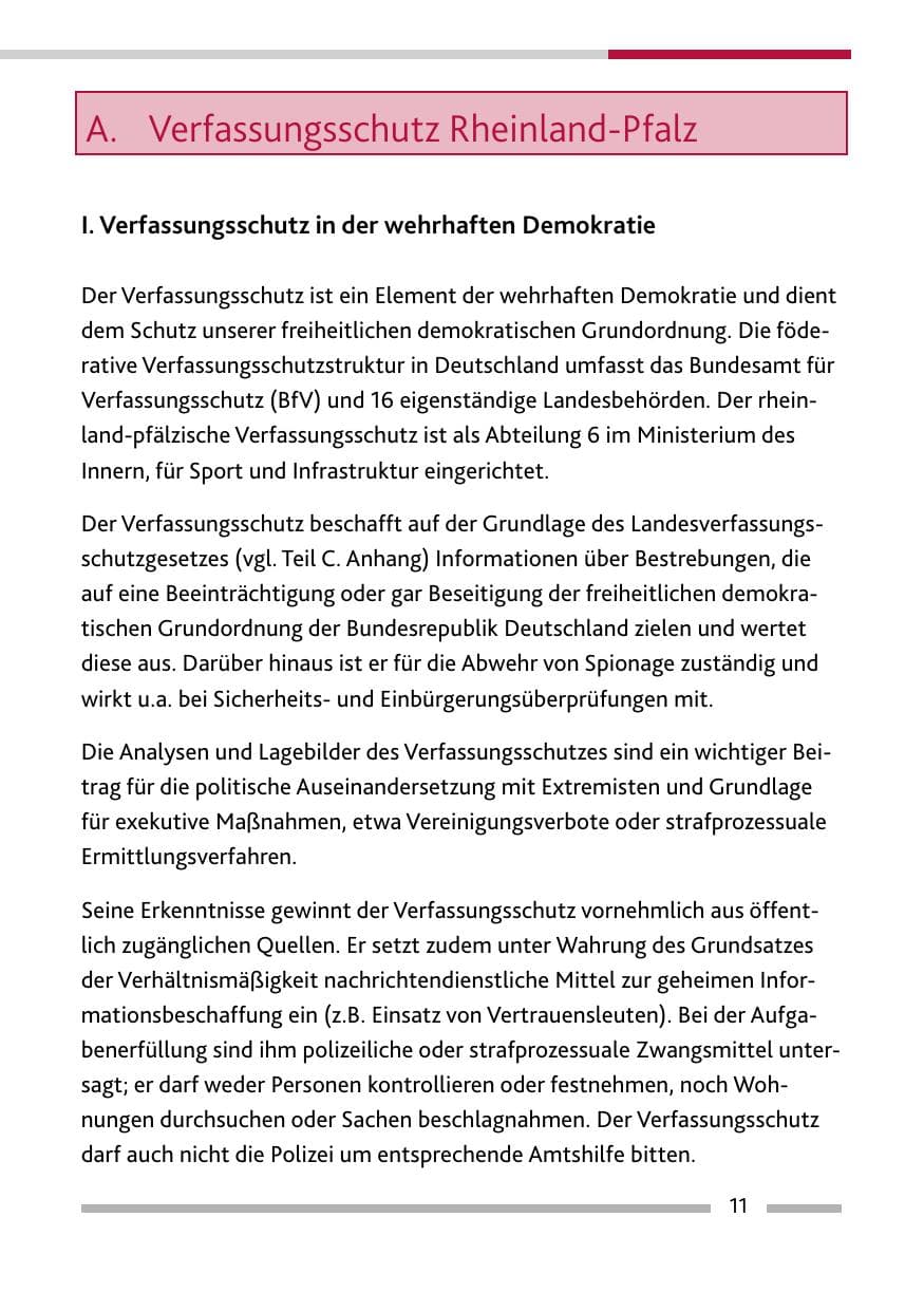 Seite 13 des Verfassungsschutzbericht 2011 Rheinland-Pfalz