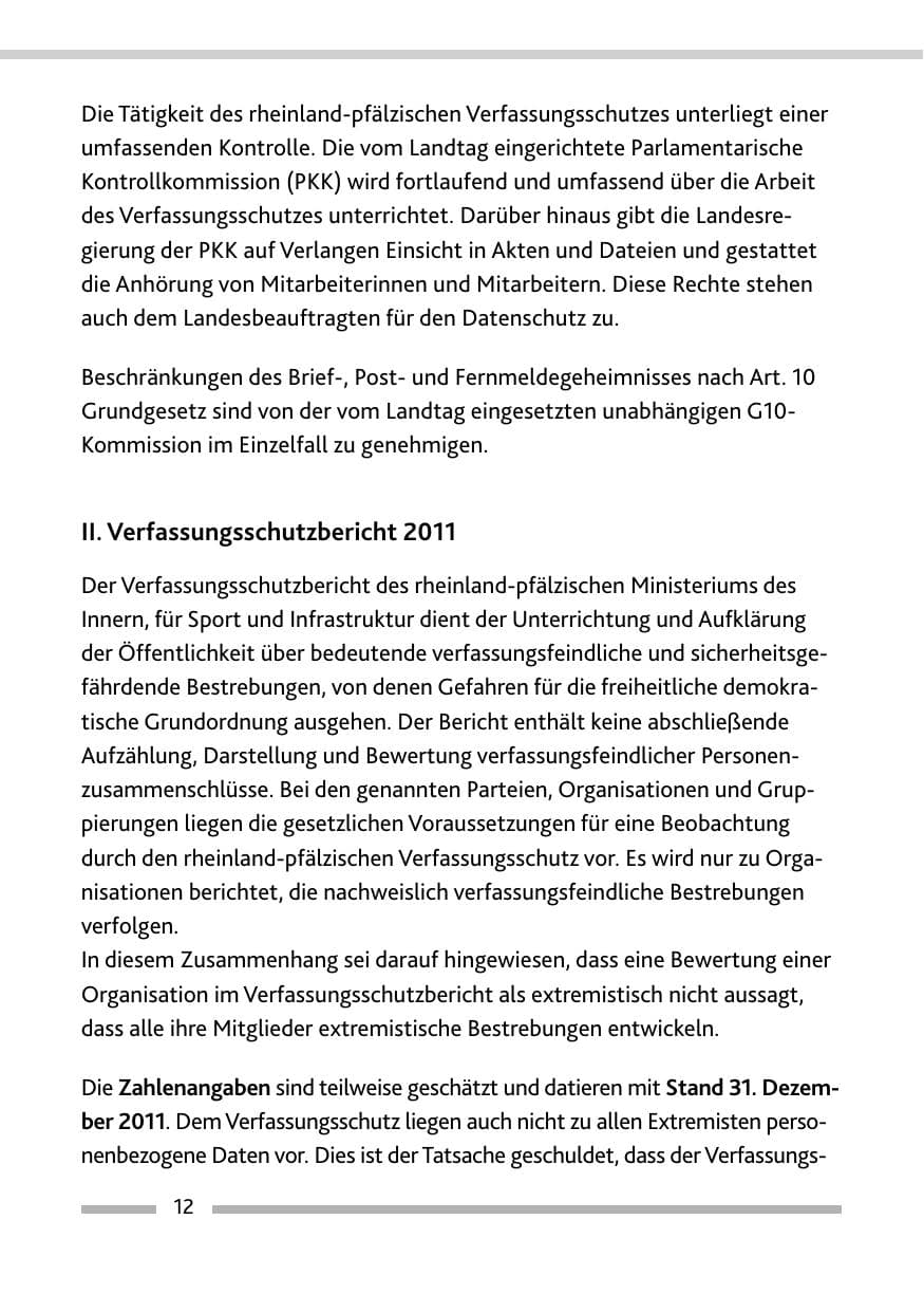 Seite 14 des Verfassungsschutzbericht 2011 Rheinland-Pfalz
