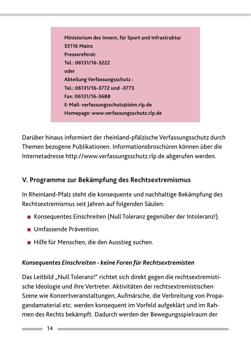 Seite 16 des Verfassungsschutzbericht 2011 Rheinland-Pfalz