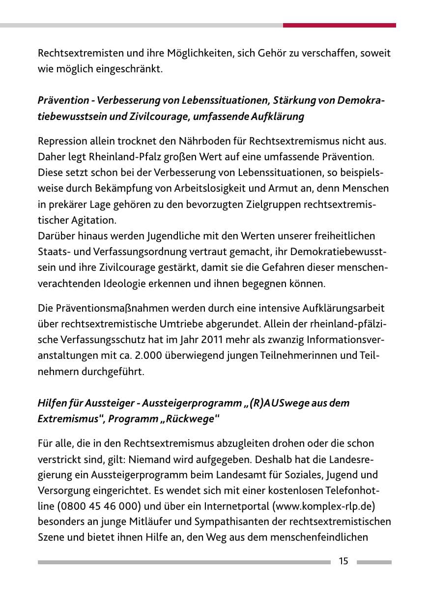 Seite 17 des Verfassungsschutzbericht 2011 Rheinland-Pfalz