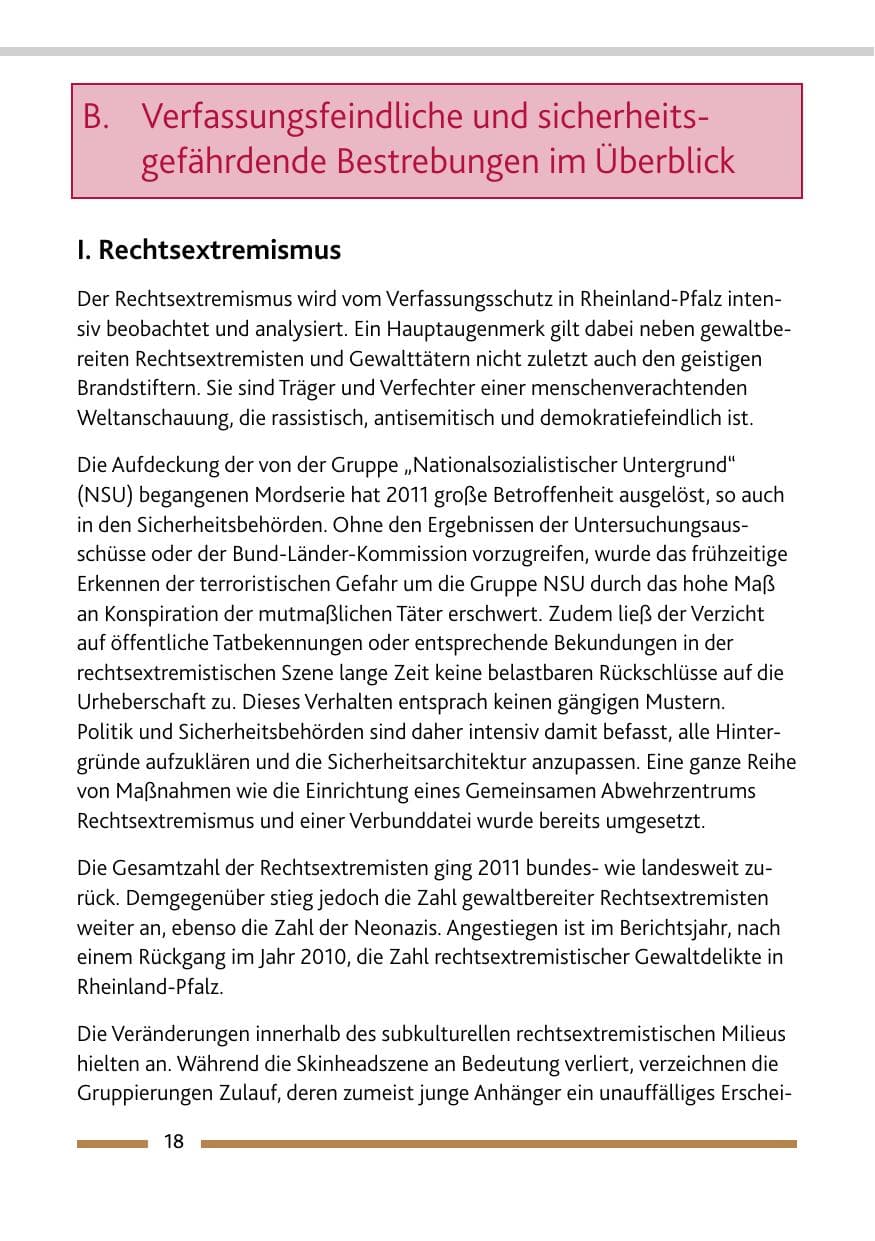 Seite 20 des Verfassungsschutzbericht 2011 Rheinland-Pfalz