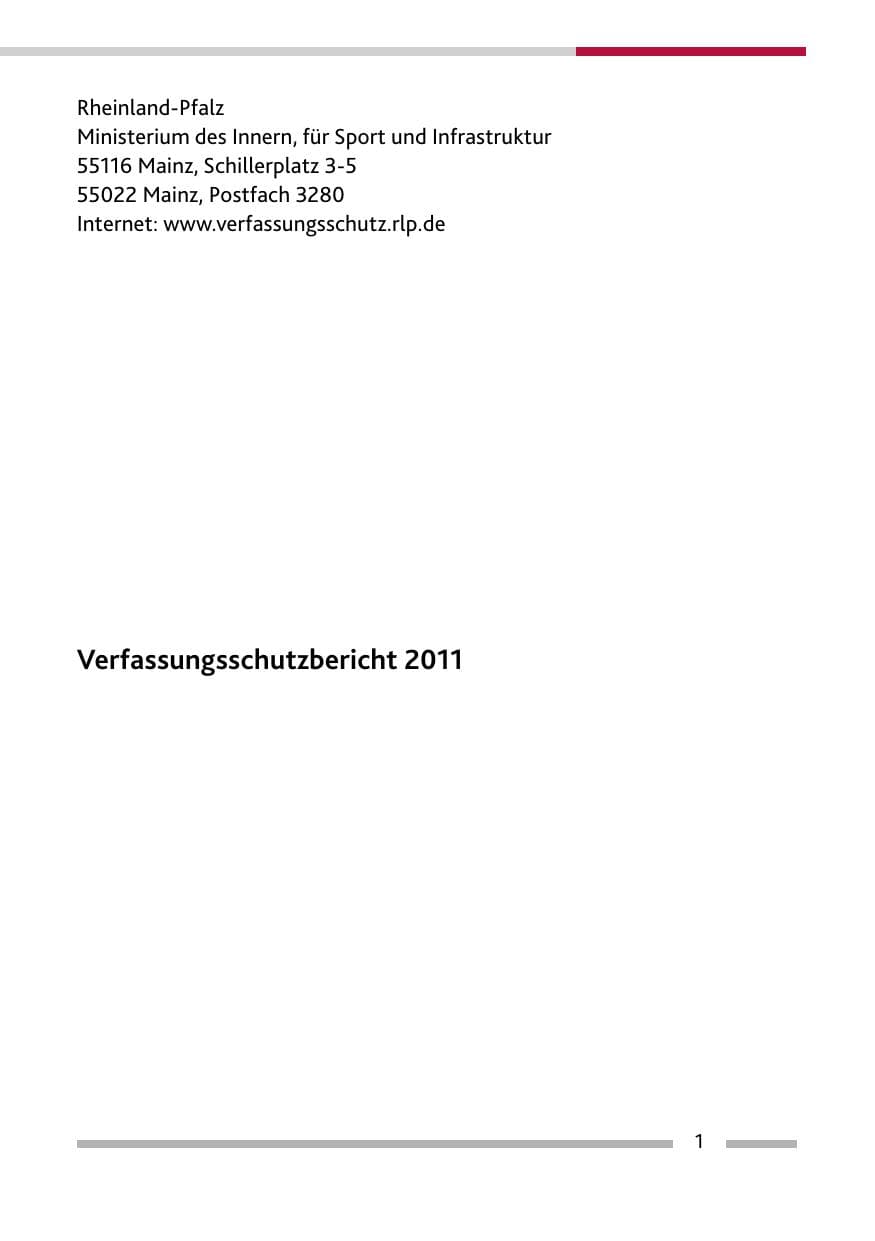 Seite 3 des Verfassungsschutzbericht 2011 Rheinland-Pfalz