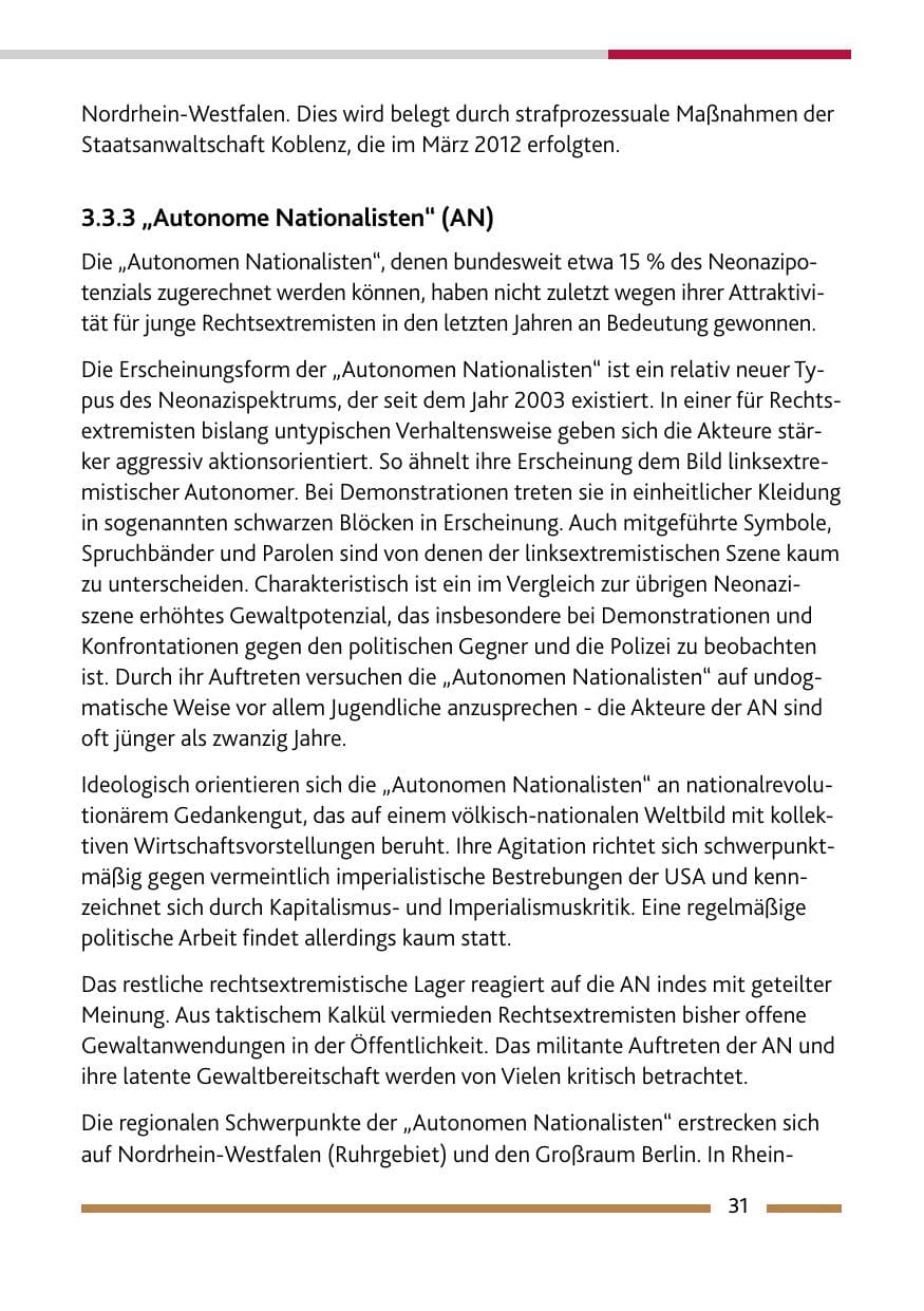 Seite 33 des Verfassungsschutzbericht 2011 Rheinland-Pfalz